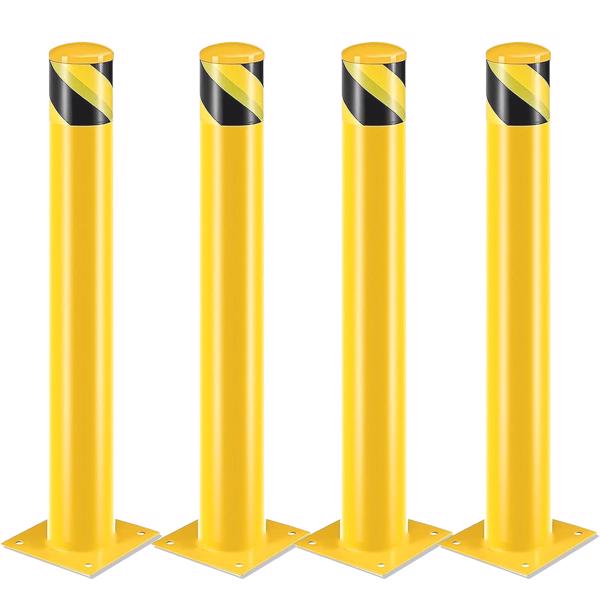 Parking Bollard Post, Bollards Steel 36 inch, 4.5 Inch Diameter Bollard Covers, Yellow Powder Coated Safety Parking Barrier Post, for Traffic Sensitive Areas