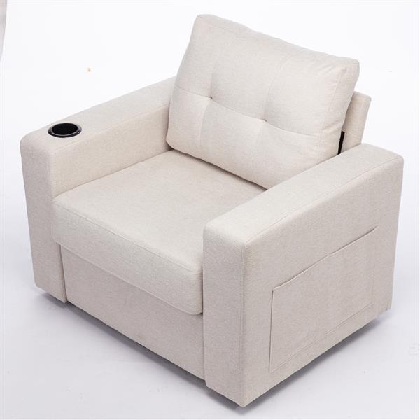 Modern Swivel Accent Sofa Chair, Ernomic Casual 90 Degree Swivel Single Sofa Seat with Drink Holder Living Room Chair ,Soft Egyptian Velvet Sofa Chair (White)