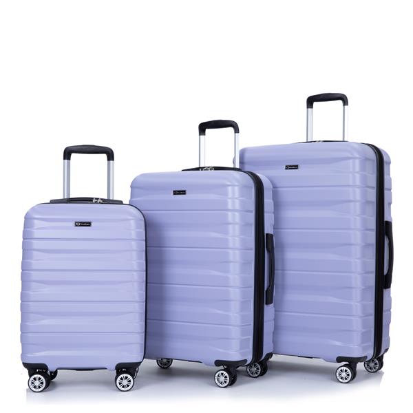 3 Piece Luggage Sets PC Lightweight & Durable Expandable Suitcase with Two Hooks, Double Spinner Wheels, TSA Lock, (21/25/29) Light Purple