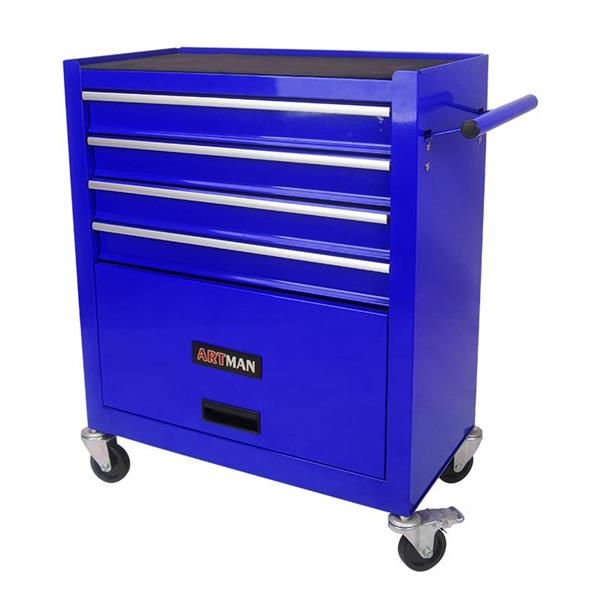 4 DRAWERS MULTIFUNCTIONAL TOOL CART WITH WHEELS-BLUE