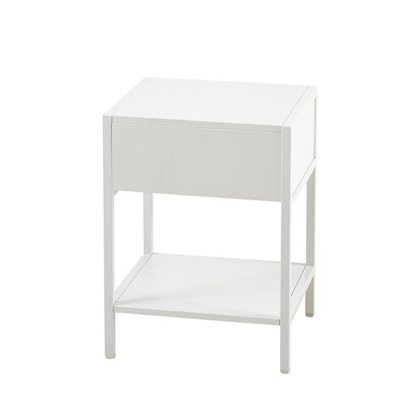 Set of 2, 15.74" Rattan End table with  drawer, Modern nightstand, metal legs,side table for living room, bedroom,white