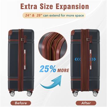 Hardshell Luggage Sets 3 Pieces 20\\"+28\\" Luggages and Cosmetic Case Spinner Suitcase with TSA Lock  Lightweight