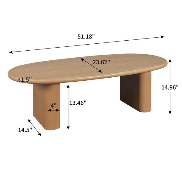 51'' Tapered Tabletop Coffee Table (NATURAL WOOD)