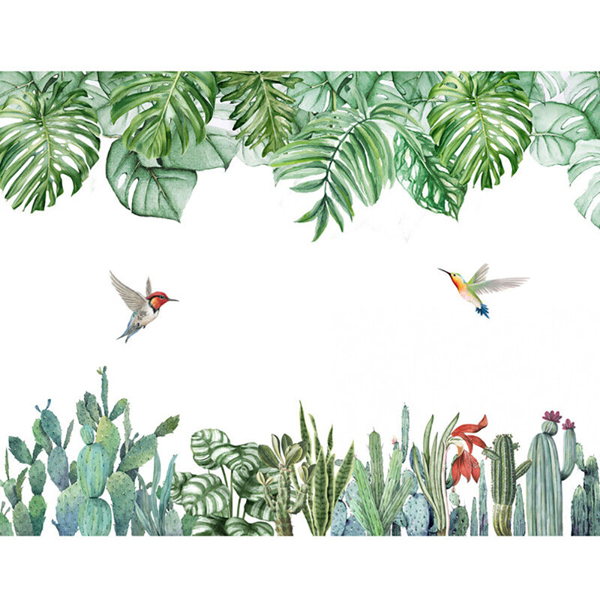 Tropical Leaves Flowers Wall Stickers Birds Nursery Art Mural Decal Home Decor A