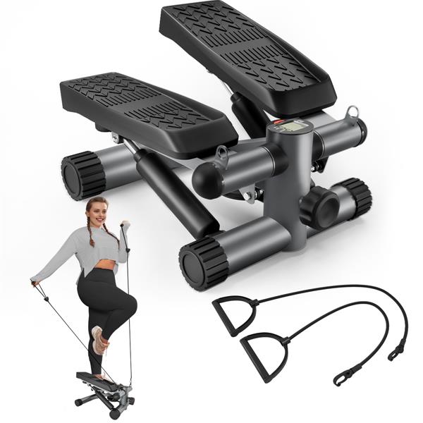 Steppers for Exercise, Stair Stepper with Resistance Bands, Mini Stepper with 330LBS Loading Capacity, Hydraulic Fitness Stepper with LCD Monitor, No Assembly Required