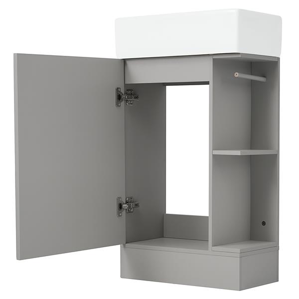 18.6" Bathroom Vanity with Sink, Bathroom Vanity Cabinet with Two-tier Shelf, Left or Right Orientation, Grey