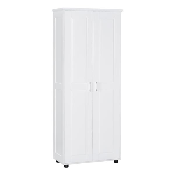 Storage Cabinet with Two Doors for Bathroom, Office, Adjustable Shelf, MDF Board, White