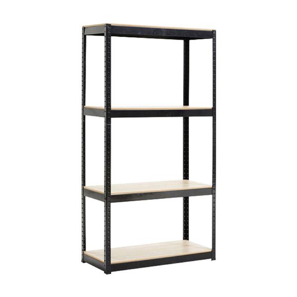 Storage Rack Shelving Unit Storage Shelf Steel Garage Utility Rack 4-Shelf Adjustable Shelves Heavy Duty Display Stand for Books, Kitchenware, Tools Boltless Assembly (Black)