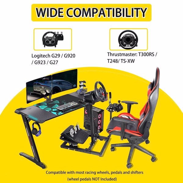 G29 G920 Racing Wheel Stand, Height Adjustable & Foldable Steering Wheel Stand for Logitech G923 G25 G27,Supporting Thrustmaster T80 T150 TX F430 Gaming Wheel Stand(Wheel Pedals NOT Included)