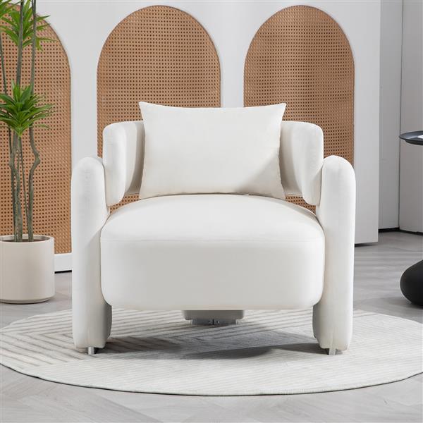 Modern design velvet lounge chair,single sofa with pillows for living room,bedroom(BEIGE)