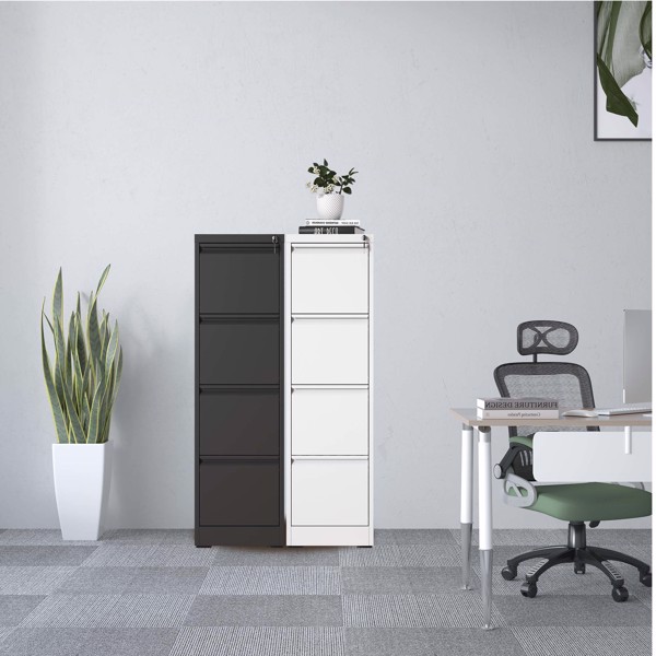 4 Drawer Metal Vertical File Cabinet with Lock Office Home Steel Vertical File Cabinet for A4 Legal/Letter Size 