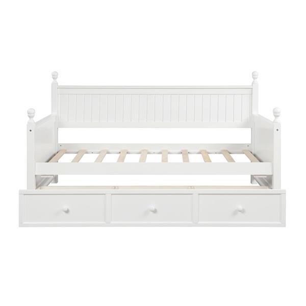 Wood Daybed with Three Drawers ,Twin Size Daybed,No Box Spring Needed ,White