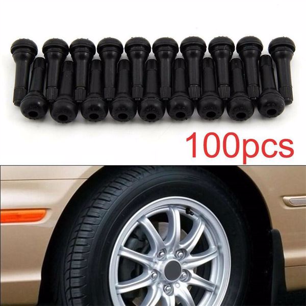 100 Pcs TR414 New Tubeless Rubber Car Tyre Wheel Valves Universal Black UK