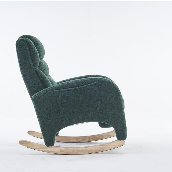 052-Teddy Fabric Nursery Rocking Chair With Adjustable Footrest,Green