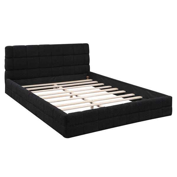 Queen Size Upholstered Platform Bed, Black