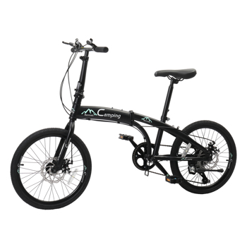 【replace：81189414】CamPingSurvivals 20in 150kg High Carbon Steel Foldable Commuter Bicycle Black