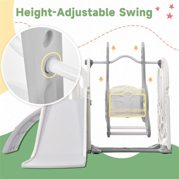 Toddler Slide and Swing Set 5 in 1, Kids Playground Climber Slide Playset with Basketball Hoop  Combination for Babies Indoor & Outdoor