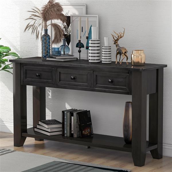 55'' Modern Console Table Sofa Table for Living Room with 3 Drawers and 1 Shelf (As Same As WF299185AAB)