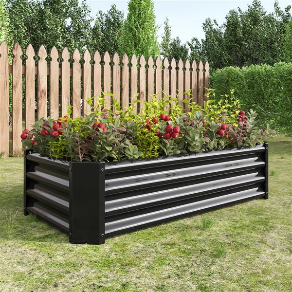 Metal Raised Garden Bed, Rectangle Raised Planter 4×2×1ft  for Flowers Plants, Vegetables Herb Veezyo Black