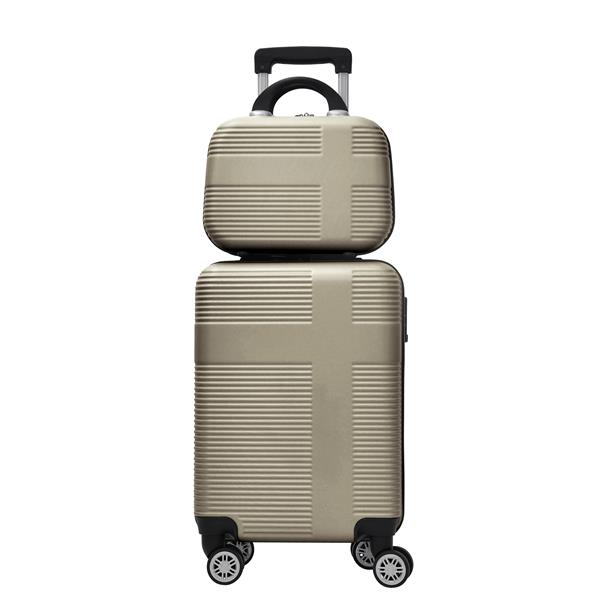 Luggage 4 Piece Set with Spinner Wheels, Hardshell Lightweight Suitcase with TSA Lock,Checked Luggage,Champagne(12/20/24/28in)