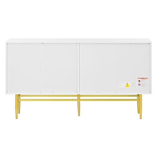 Modern Elegant 4-door Sideboard Gold Metal Handle Buffet Cabinet for Dining Room, Living Room, Bedroom, Hallway (White)