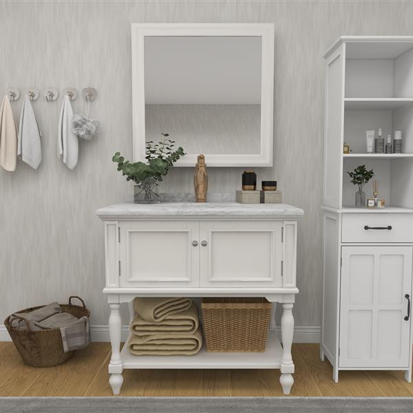 Floor Standing Cabinet with 1 Door and 1 Drawer - White