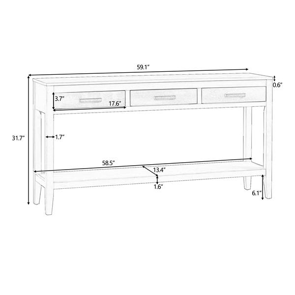 Contemporary 3-Drawer Console Table with 1 Shelf, Entrance Table for Entryway, Hallway, Living Room, Foyer, Corridor