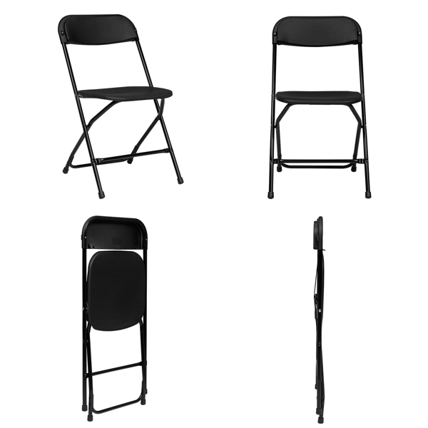 6pcs Injection Molding Classic Garden Plastic Folding Chair Black