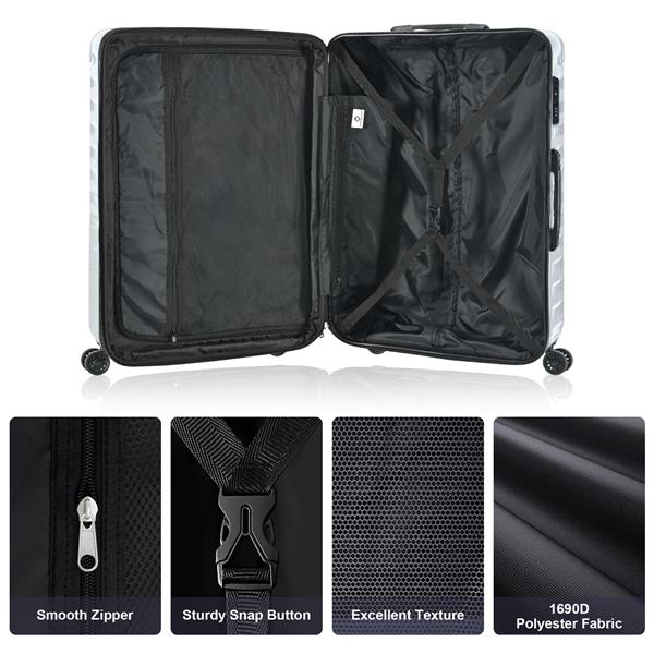 Luggage Sets New Model Expandable ABS+PC 3 Piece Sets with Spinner Wheels Lightweight TSA Lock (20/24/28),SILVER