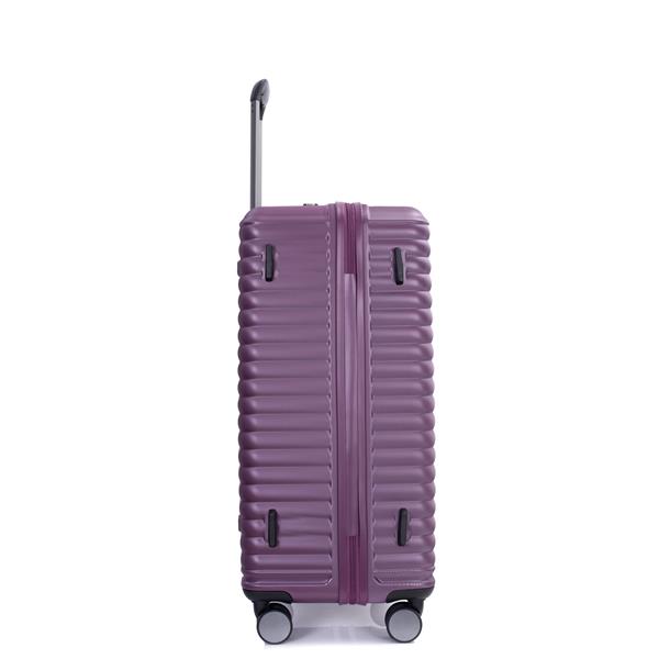 3 Piece Luggage Sets PC+ABS Lightweight Suitcase with Two Hooks, 360° Double Spinner Wheels, TSA Lock, (21/25/29) Dark Purple