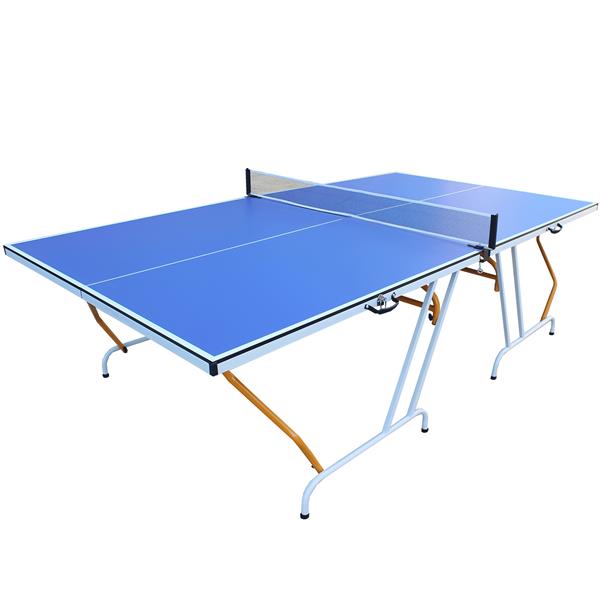 9ft Mid-Size Table Tennis Table Foldable & Portable Ping Pong Table Set for Indoor & Outdoor Games with Net, 2 Table Tennis Paddles and 3 Balls