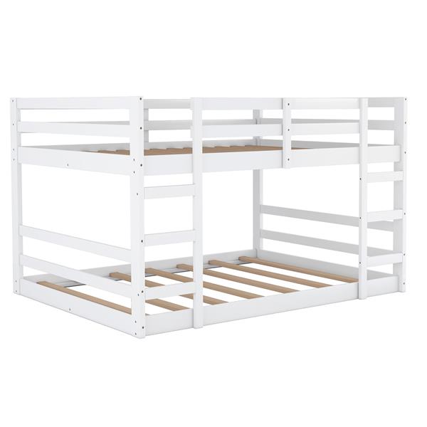 Twin Over Twin Bunk Bed with Ladder, White