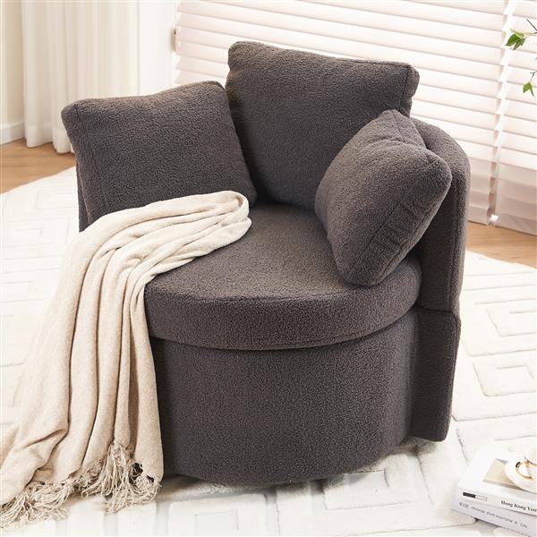 Fabric Swivel And Storage Chair With Back Cushion For Living Room,Dark Gray