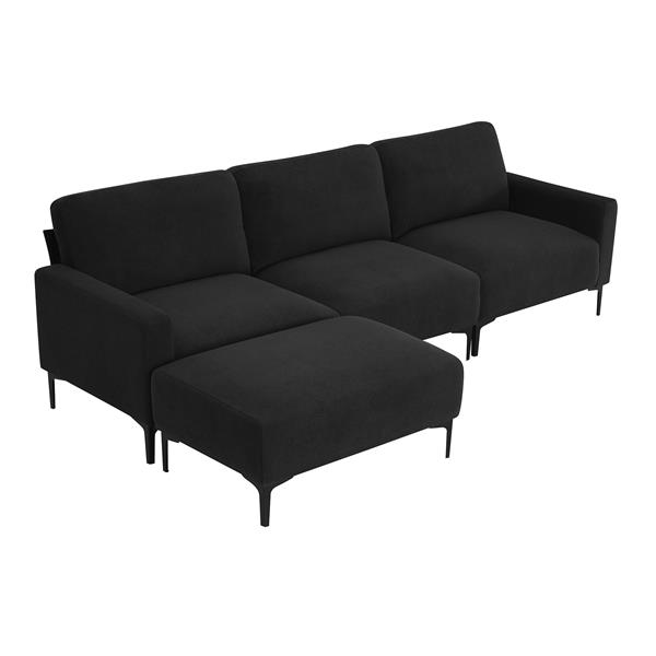 [VIDEO provided] [New] 103.5*59" Modern L-shaped Sectional Sofa, 4-seat Velvet Fabric Couch Set with Convertible Ottoman,Freely Combinable Sofa for Living Room, Apartment, Office,Apartment,2 Colors