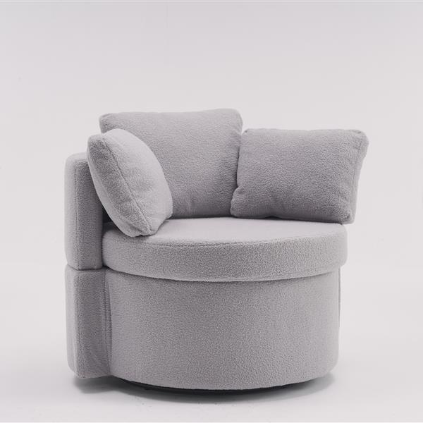 Fabric Swivel And Storage Chair With Back Cushion For Living Room,Light Gray