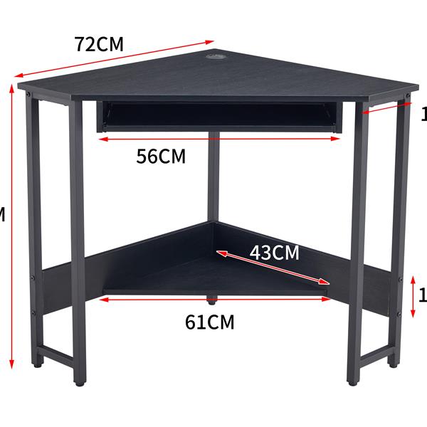 Triangle Computer Desk,Corner Desk With Smooth Keyboard Tray& Storage Shelves ,Compact Home Office,Small Desk With Sturdy Steel Frame As Workstation For Small Space,BLACK,28.34''L 24''W 30.11''H