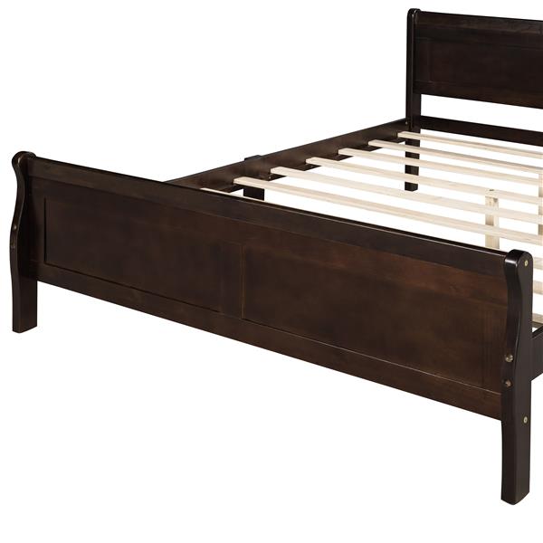 Full Size Wood Platform Bed with Headboard and Wooden Slat Support (Espresso)