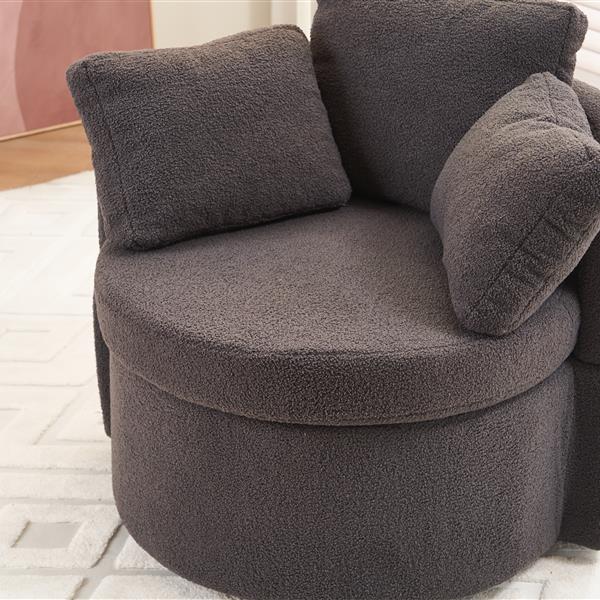 Fabric Swivel And Storage Chair With Back Cushion For Living Room,Dark Gray