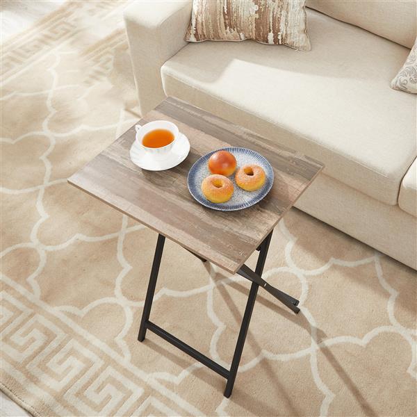 Single Dinning folding tray, TV Dinner Folding Tray, Industrial Side Table for Eating at Couch, Foldable Snack Table for Small Space, No Assembly Required, Rustic Brown and Black