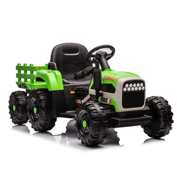 Ride on Tractor with Trailer,12V Battery Powered Electric Tractor Toy w/Remote Control,electric car for kids,Three speed adjustable,Power display, USB,MP3 ,Bluetooth,LED light,Two-point safety belt