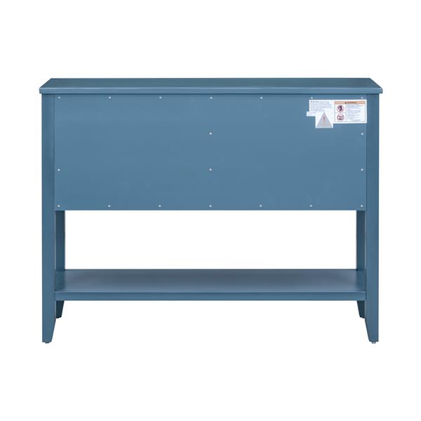 Series  Ample Storage Vintage Console Table with Four Small Drawers and Bottom Shelf for Living Rooms, Entrances and Kitchens (Light Navy