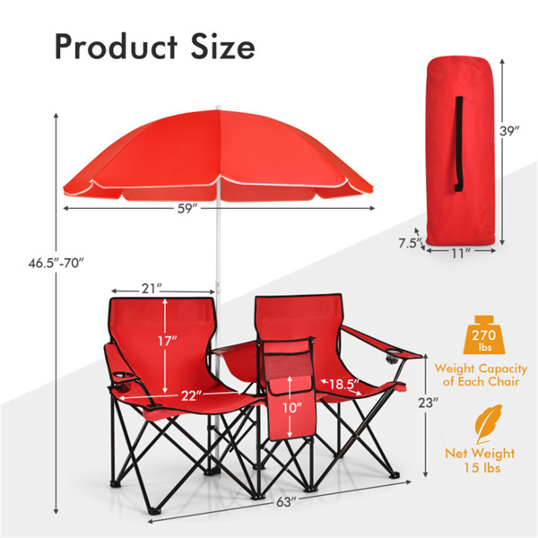 Outdoor camping chair with umbrella