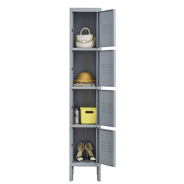 4 Door 66"H Metal Lockers With Lock for Employees,Storage Locker Cabinet for Home Gym Office School Garage,Gray