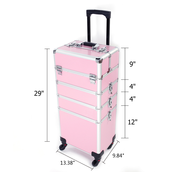 4 in 1 Aluminum Cosmetic Makeup Case Tattoo Box Pink