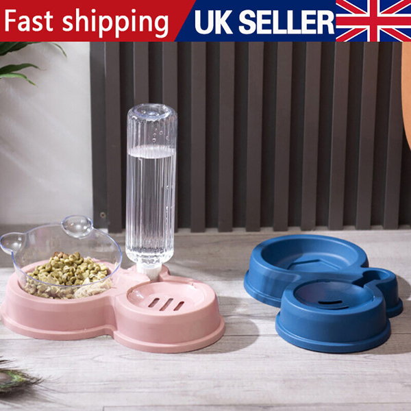 Pet Water Dispenser Slow Drinker with Food Bowl Slow Feeder for Pets Dogs NEW