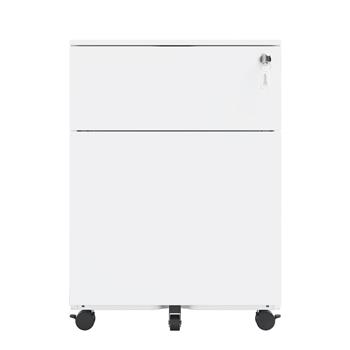 2 Drawer Mobile File Cabinet with Lock Steel File Cabinet for Legal/Letter/A4/F4 Size, Fully Assembled except for Wheels, Home/ Office Design, White