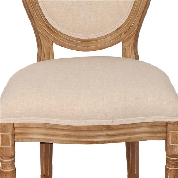 French Country Dining Chairs with Round Back Set of 2, Upholstered, Solid Wood Legs, Side Chairs for Living Room, Wedding Event- Cream