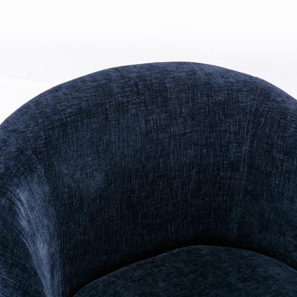 Chenille Fabric Swivel Armchair Barrel Chair With Black Powder Coating Metal Ring,Blue