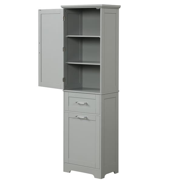 Tall Bathroom Storage Cabinet,  Storage Cabinet with Two Different Size Drawers and Adjustable Shelf, MDF Board with Painted Finish, Grey