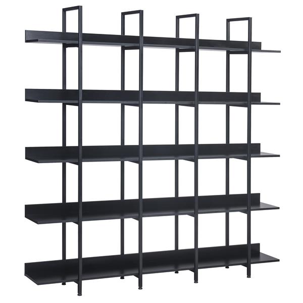 [VIDEO] 5 Tier Bookcase Home Office Open Bookshelf, Vintage Industrial Style Shelf with Metal Frame, MDF Board